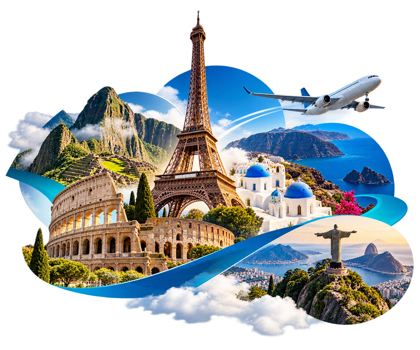 Destinos internacionales: París, Roma, Machu Picchu, Santorini y Río de Janeiro